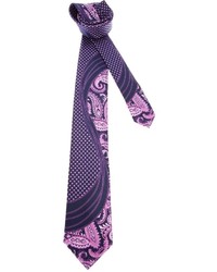 Cravatta stampata viola melanzana di Brioni