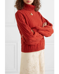 Dolcevita di lana lavorato a maglia rosso di Johanna Ortiz