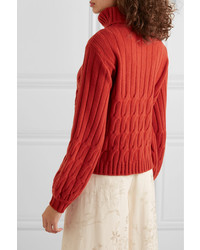 Dolcevita di lana lavorato a maglia rosso di Johanna Ortiz