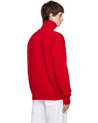 Dolcevita di lana lavorato a maglia rosso di AMI Alexandre Mattiussi