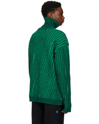 Dolcevita di lana lavorato a maglia verde scuro di Ader Error