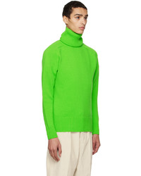 Dolcevita di lana lavorato a maglia verde di AMI Alexandre Mattiussi