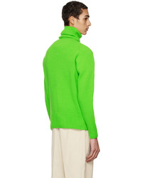 Dolcevita di lana lavorato a maglia verde di AMI Alexandre Mattiussi