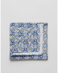 Fazzoletto da taschino di cotone a fiori azzurro