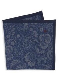 Fazzoletto da taschino di cotone a fiori blu scuro