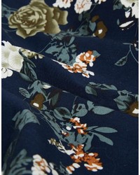 Fazzoletto da taschino di cotone a fiori blu scuro di Reclaimed Vintage