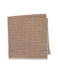 Fazzoletto da taschino di lana con motivo pied de poule marrone chiaro