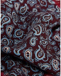 Fazzoletto da taschino di lana con stampa cachemire bordeaux di Asos