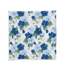 Fazzoletto da taschino di seta a fiori azzurro