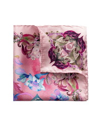 Fazzoletto da taschino di seta a fiori rosa