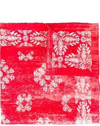 Fazzoletto da taschino di seta a fiori rosso di Kiton