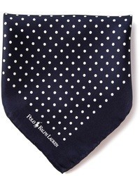 Fazzoletto da taschino di seta a pois blu scuro di Polo Ralph Lauren