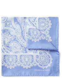 Fazzoletto da taschino di seta con stampa cachemire azzurro