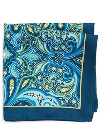 Fazzoletto da taschino di seta con stampa cachemire blu scuro