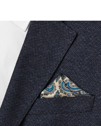 Fazzoletto da taschino di seta con stampa cachemire blu di Turnbull & Asser