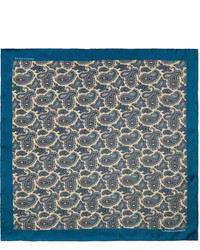 Fazzoletto da taschino di seta con stampa cachemire blu di Turnbull & Asser