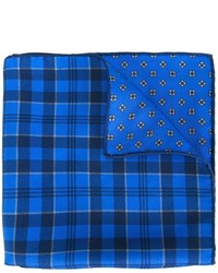 Fazzoletto da taschino di seta scozzese blu di Kiton