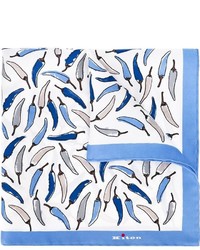 Fazzoletto da taschino di seta stampato blu di Kiton