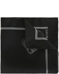 Fazzoletto da taschino di seta stampato nero di Alexander McQueen
