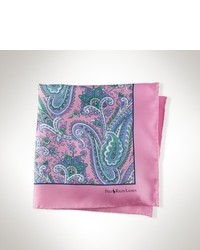 Fazzoletto da taschino di seta stampato rosa