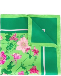 Fazzoletto da taschino di seta stampato verde di Kiton