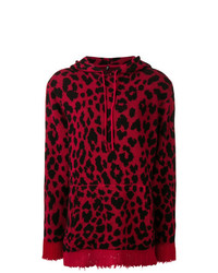 Felpa con cappuccio leopardata rossa di R13