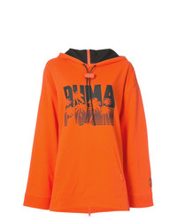 Felpa con cappuccio stampata arancione di Fenty X Puma