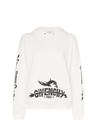 Felpa con cappuccio stampata bianca e nera di Givenchy