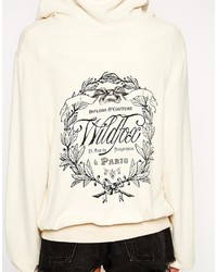 Felpa con cappuccio stampata bianca e nera di Wildfox Couture