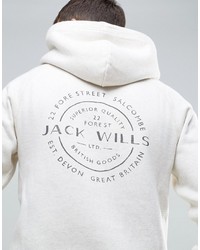 Felpa con cappuccio stampata bianca di Jack Wills