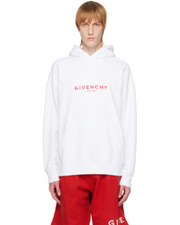 Felpa con cappuccio stampata bianca di Givenchy