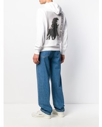 Felpa con cappuccio stampata bianca di Calvin Klein Jeans