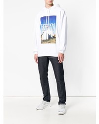 Felpa con cappuccio stampata bianca di Calvin Klein Jeans Est. 1978