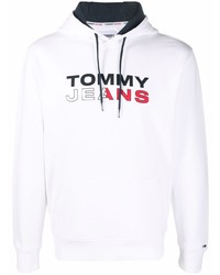 Felpa con cappuccio stampata bianca di Tommy Jeans