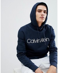 Felpa con cappuccio stampata blu scuro di Calvin Klein