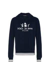 Felpa con cappuccio stampata blu scuro di Dolce & Gabbana