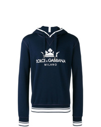Felpa con cappuccio stampata blu scuro di Dolce & Gabbana
