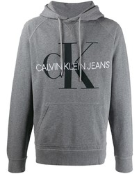 Felpa con cappuccio stampata grigia di Calvin Klein Jeans