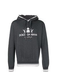 Felpa con cappuccio stampata grigio scuro di Dolce & Gabbana