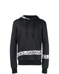 Felpa con cappuccio stampata nera e bianca di Dolce & Gabbana