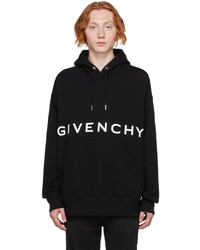Felpa con cappuccio stampata nera e bianca di Givenchy