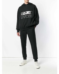 Felpa con cappuccio stampata nera e bianca di Pam Perks And Mini