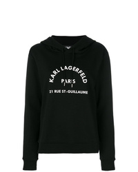 Felpa con cappuccio stampata nera e bianca di Karl Lagerfeld