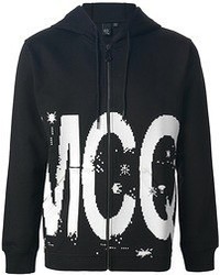 Felpa con cappuccio stampata nera e bianca di McQ by Alexander McQueen