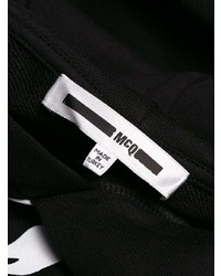 Felpa con cappuccio stampata nera e bianca di McQ Alexander McQueen