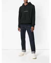 Felpa con cappuccio stampata nera di Calvin Klein 205W39nyc