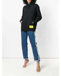 Felpa con cappuccio stampata nera di Calvin Klein Jeans