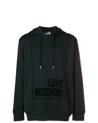 Felpa con cappuccio stampata nera di Love Moschino