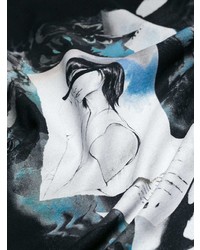 Felpa con cappuccio stampata nera di MM6 MAISON MARGIELA