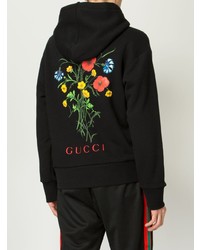 Felpa con cappuccio stampata nera di Gucci